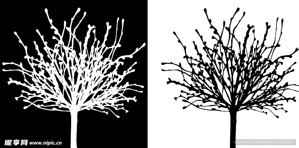 抽象装饰画黑白树