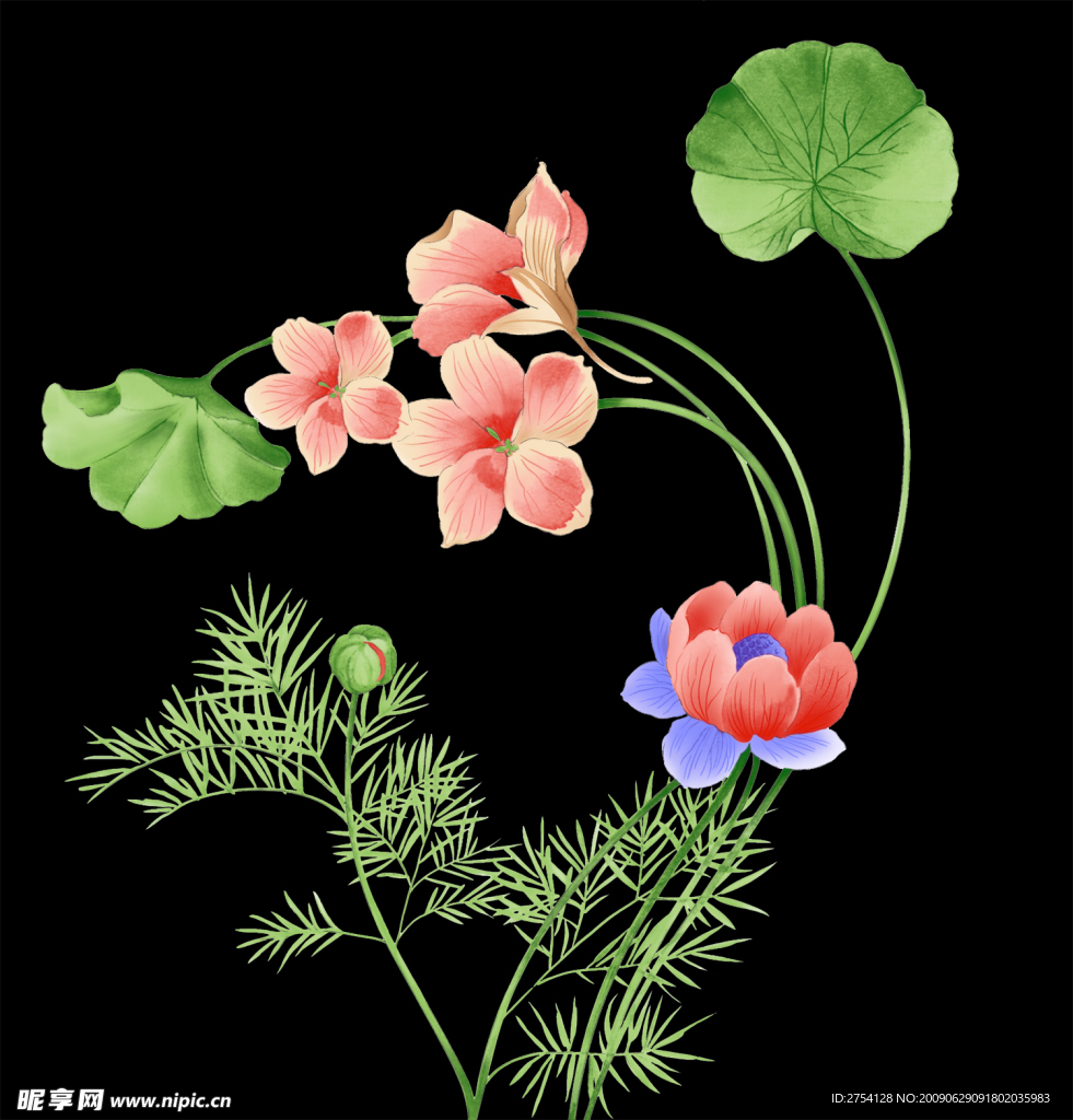 油画荷花