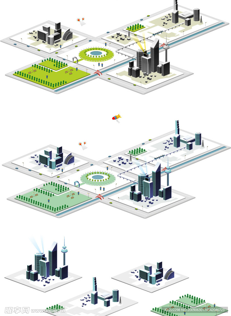 韩国设计元素之卡通建筑效果图