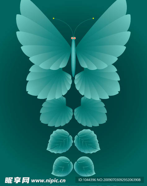 叶子和蝴蝶矢量