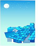 夜晚下的小屋（移动玻璃门）