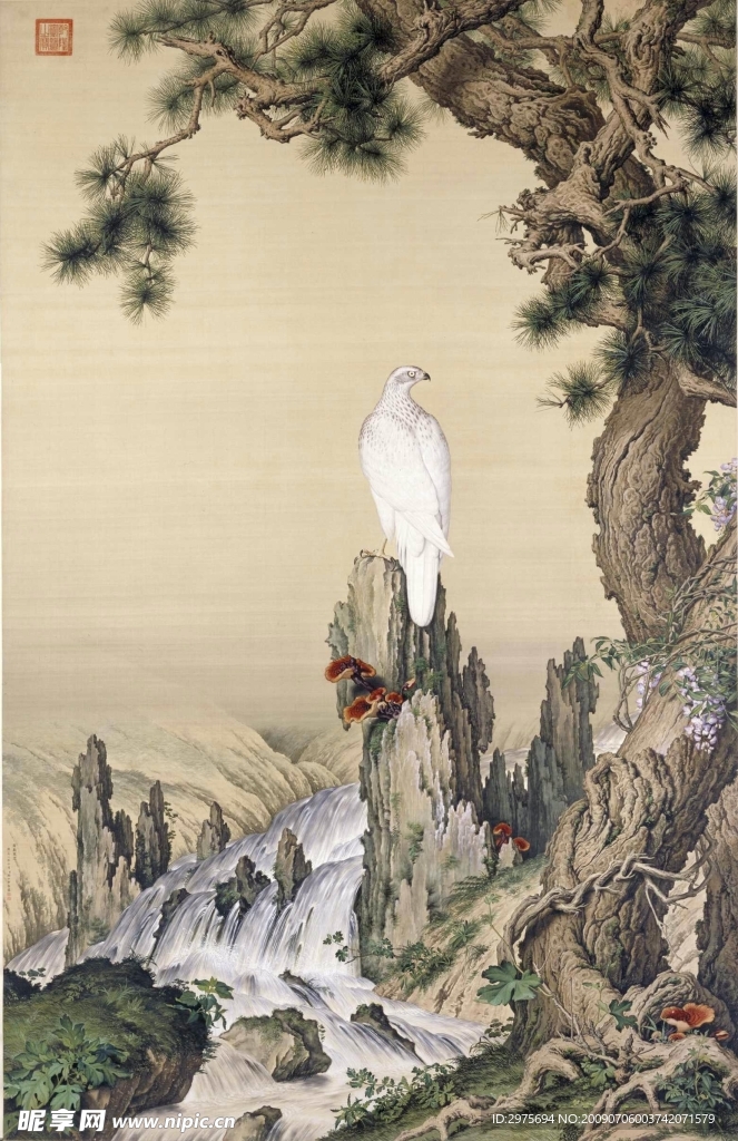 郎世宁 嵩献英芝图轴