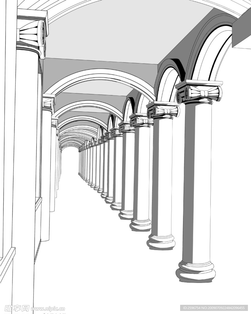 欧式宫殿走廊柱子