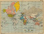 1910年 古旧世界地图 彩色 褐色