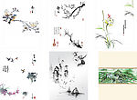 长城 鸟画 梅花国画