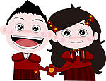 卡通新婚小孩