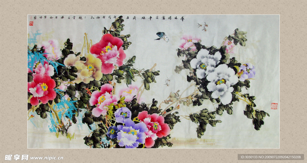 牡丹花开国画