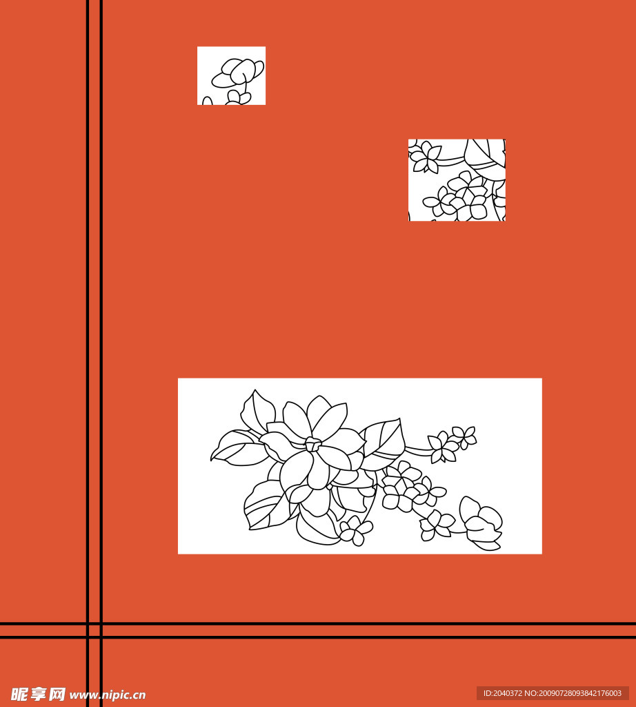 移门 时尚 花 描边