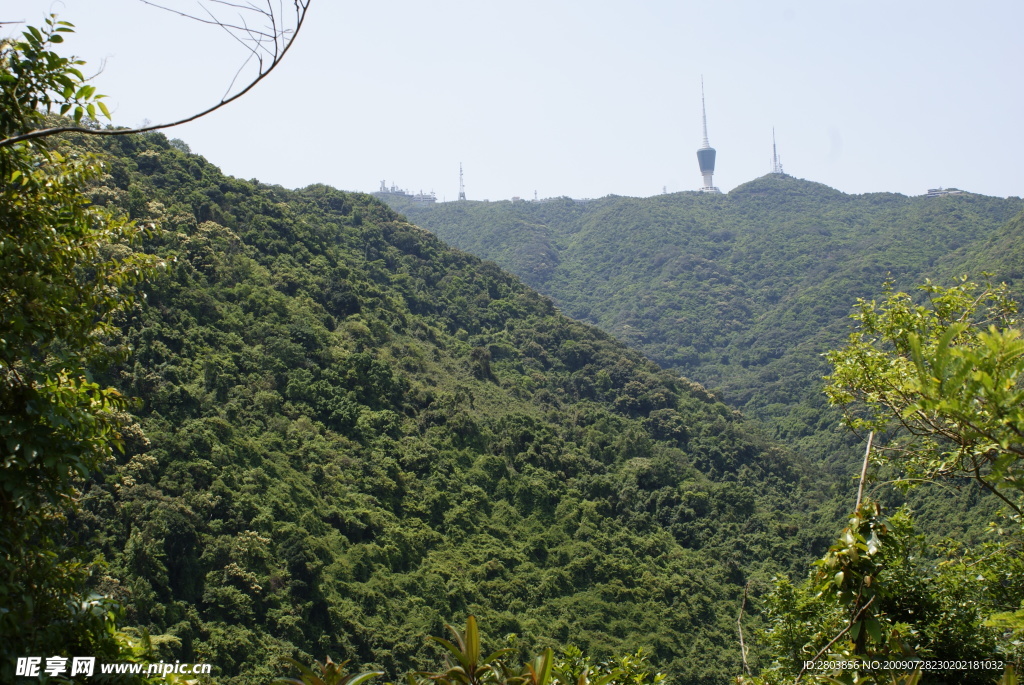 远山 碉楼 绿色