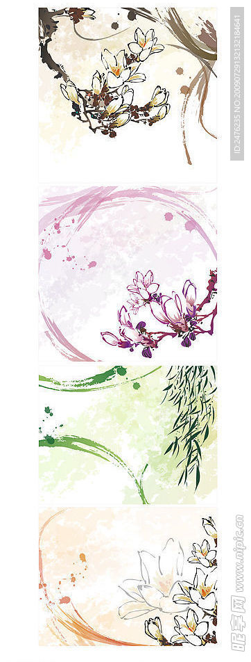 梦幻花朵矢量素材