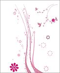 白底红花