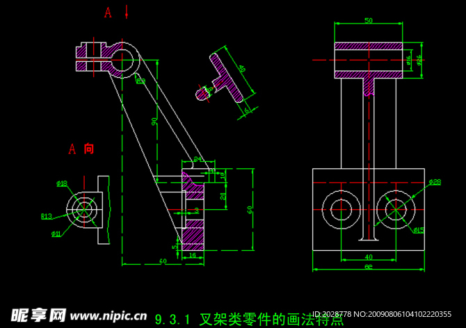 叉架类零件的画法特点