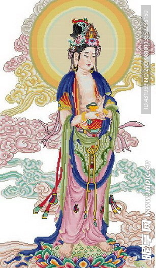 重绘十字绣观音