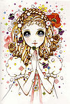 美麗少女浪漫卡通插畫