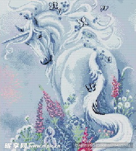 十字绣马图纸