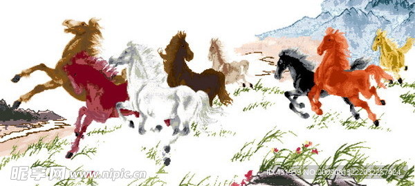 十字绣马图纸