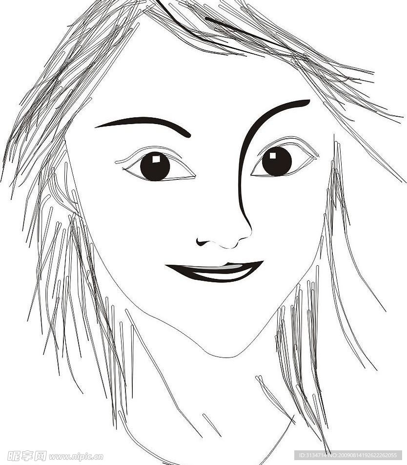 素描手绘微笑