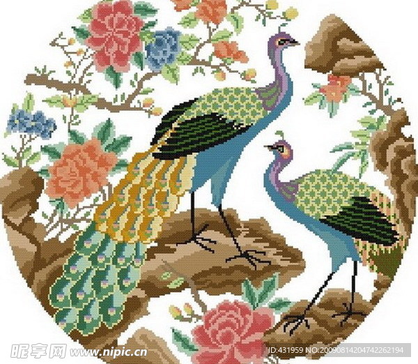 十字绣孔雀图纸
