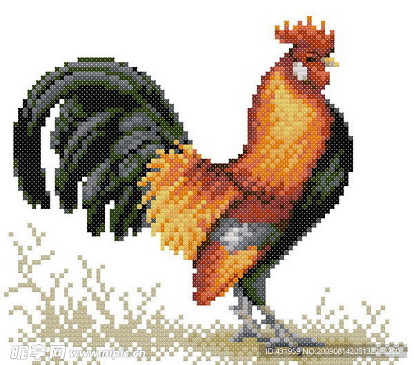 十字绣公鸡图纸