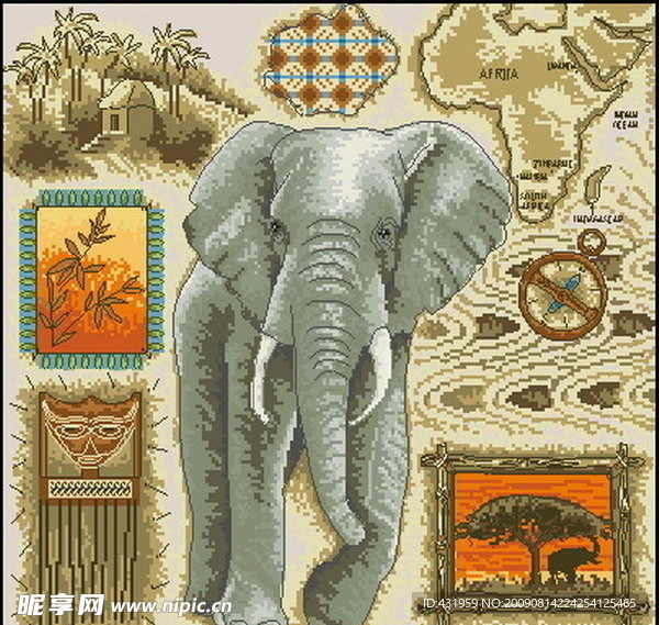 十字绣图纸大象