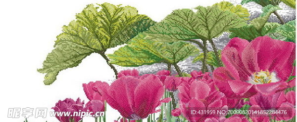 十字绣鲜花图纸