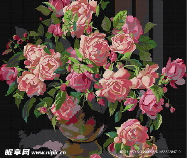 十字绣鲜花图纸