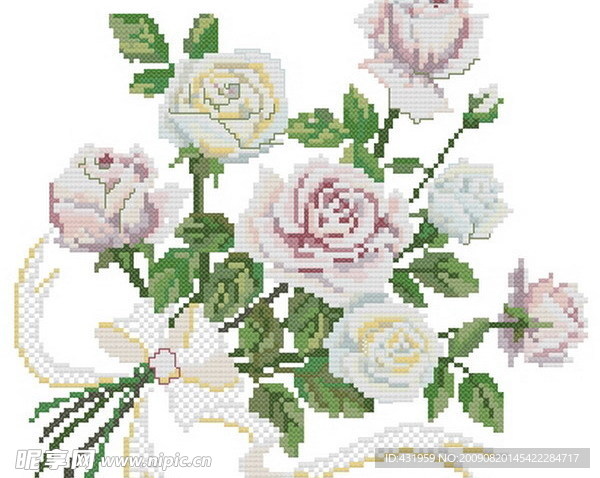 十字绣鲜花图纸