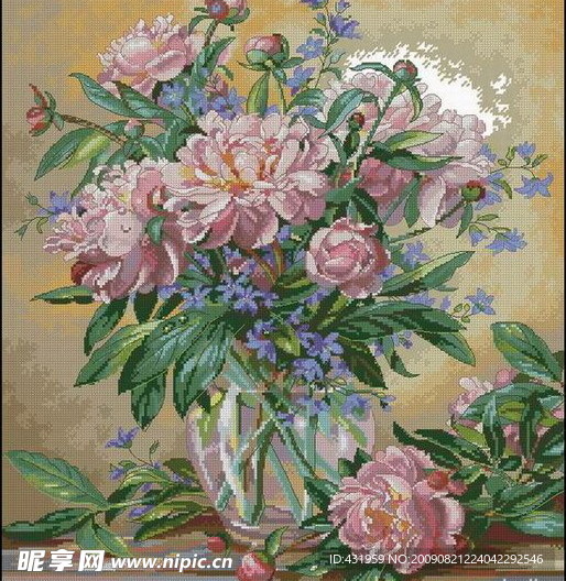 十字绣鲜花图纸