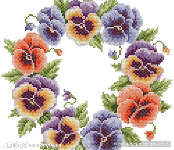 十字绣鲜花图纸