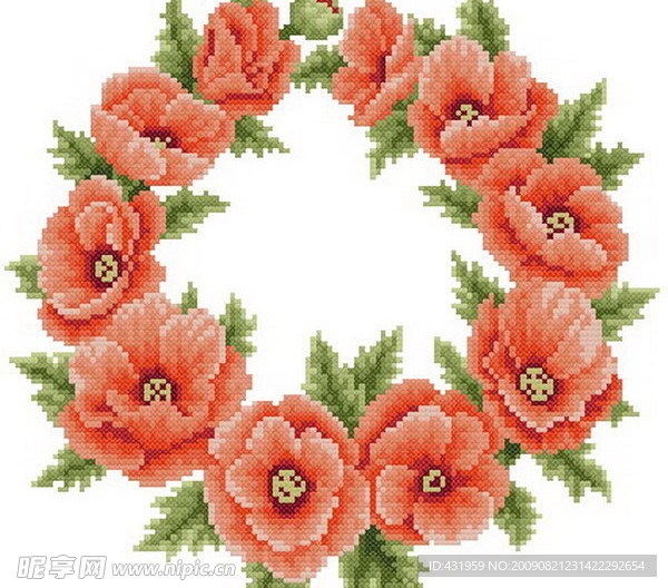 十字绣鲜花图纸
