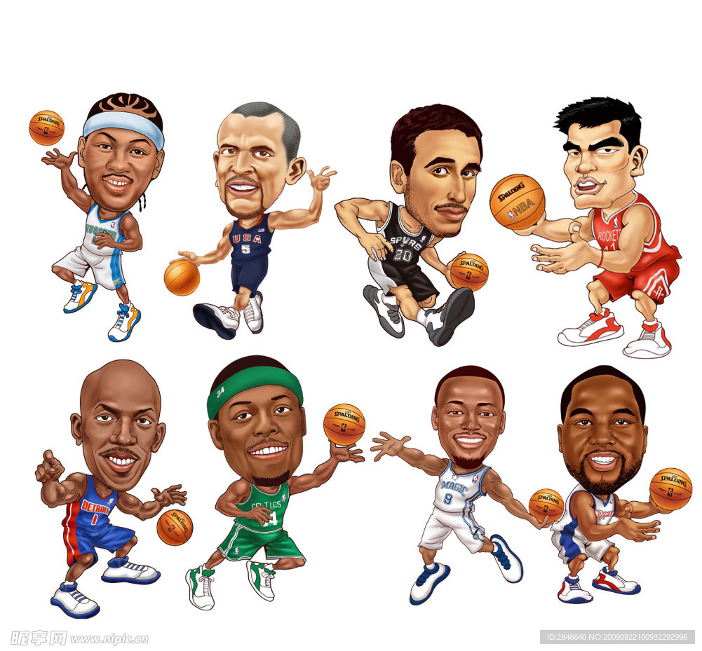 NBA卡通分层高清油画