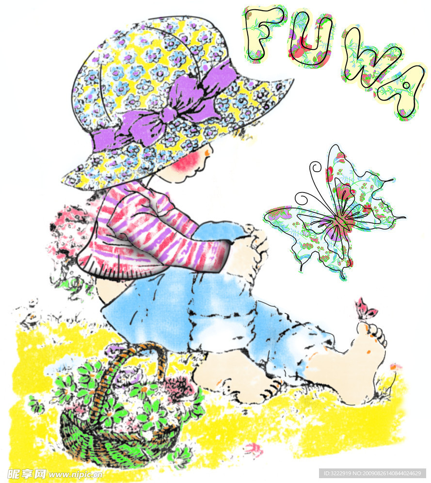 花蓝戴帽女孩