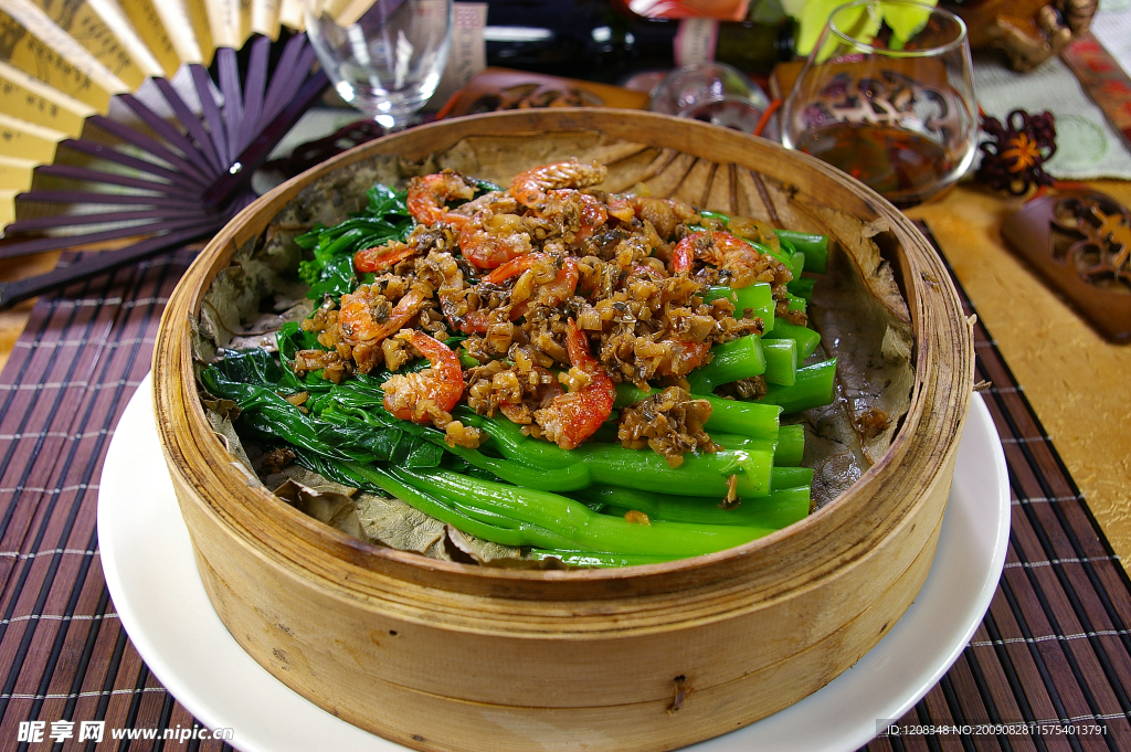 梅菜虾干蒸菜心