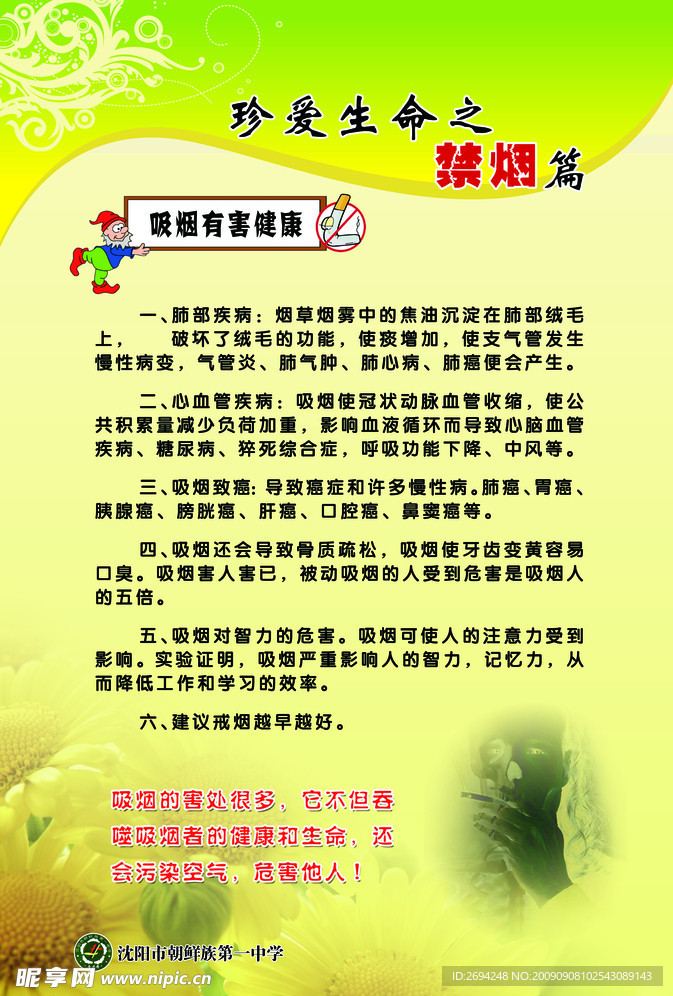 学校禁烟展板