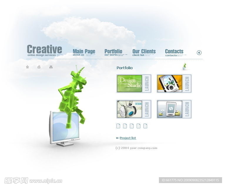 12 079设计创意类韩国网页模板 全套含7 PSD页面文件