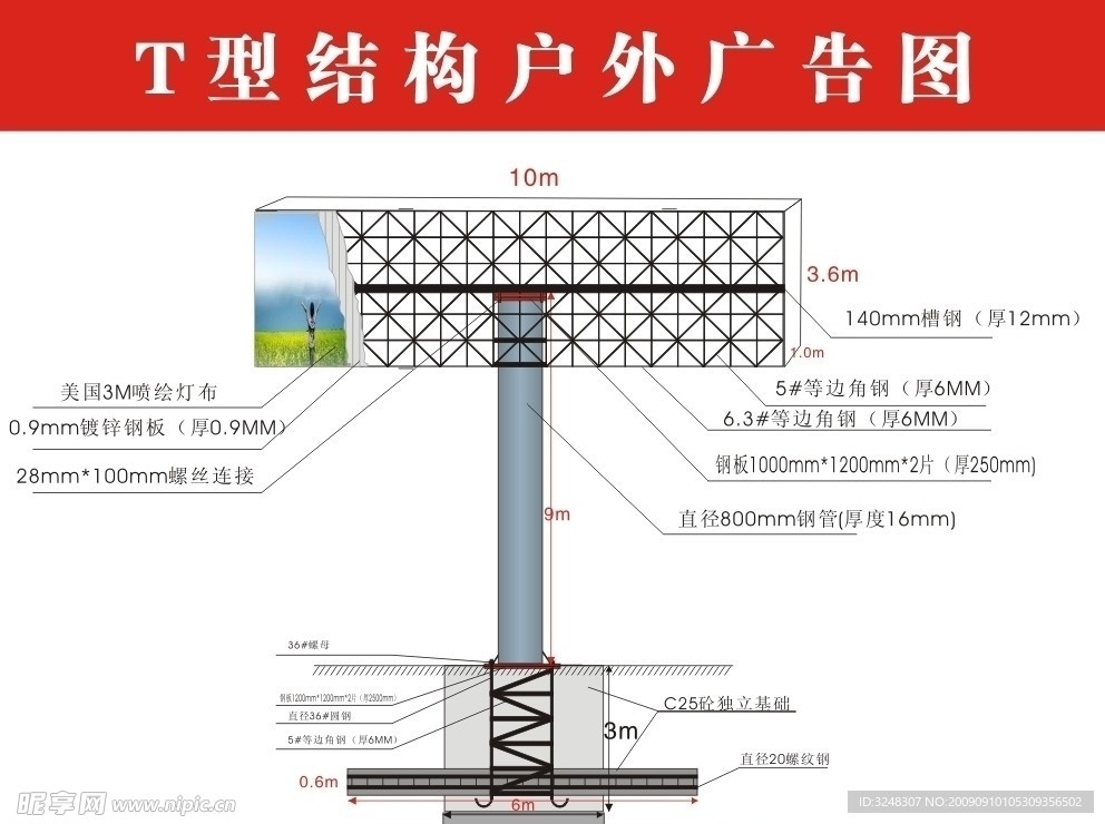 T型结构户外广告牌效果图