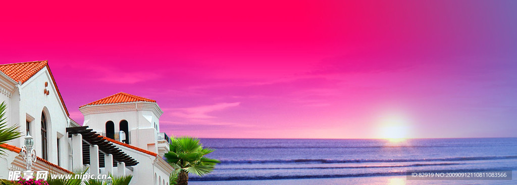 海景 房产 太阳 落日 晚霞 美景