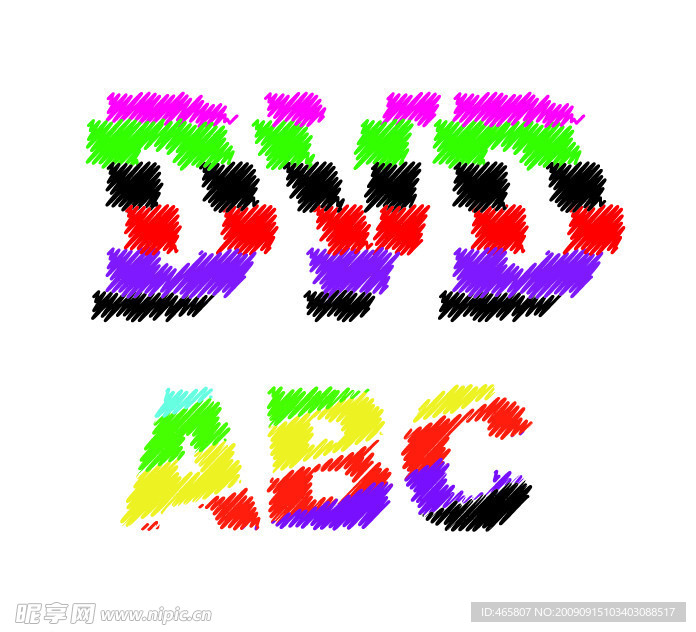 彩色蜡笔字