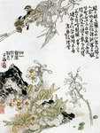 麻雀黄花图