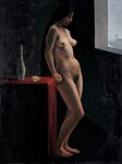 中国写实主义人体油画（东方腾弘 站在窗前的女人体）