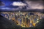 鸟瞰香港夜景