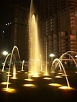 喷水池 夜景 灯光 音乐喷泉
