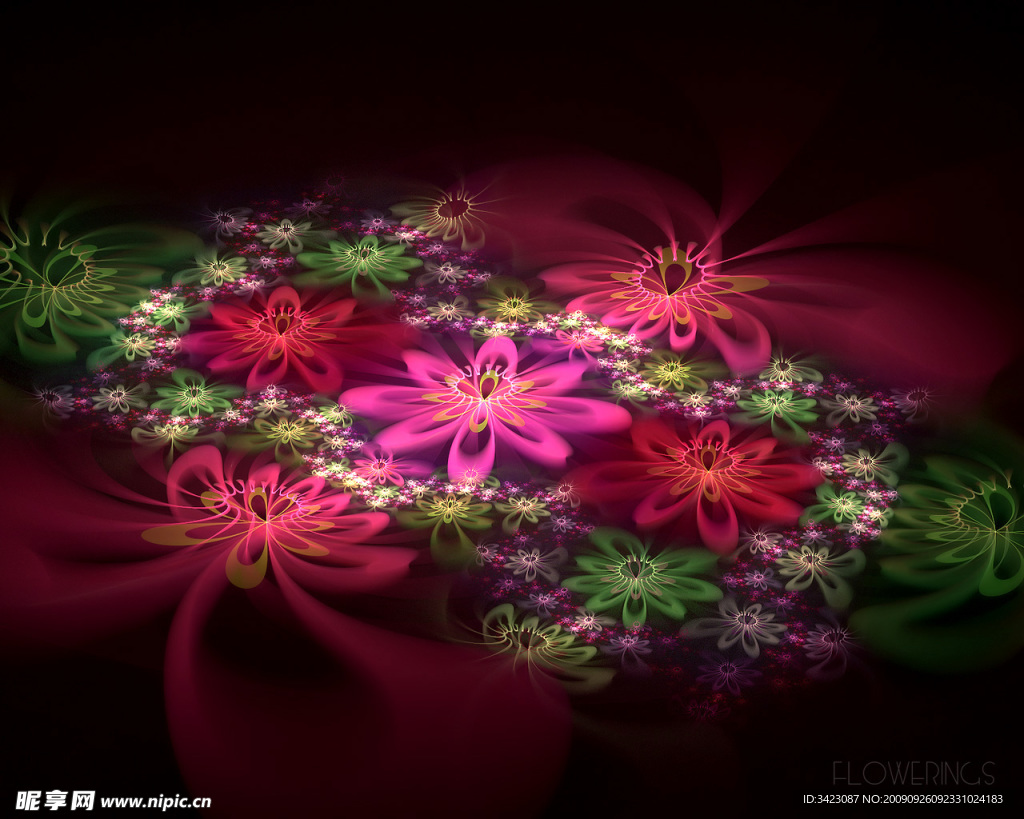 3D梦幻抽象花朵壁纸系列