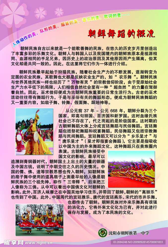 朝鲜族舞蹈展板