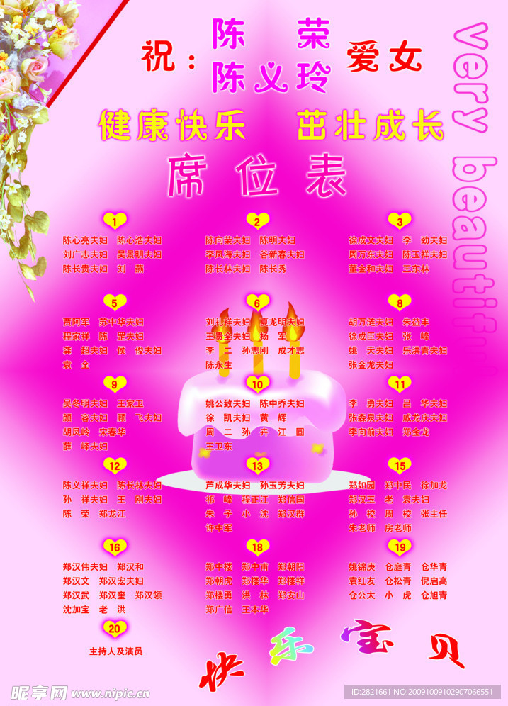桌席表