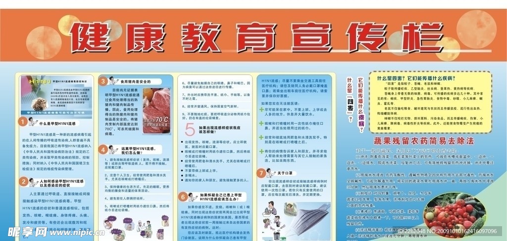 健康教育 甲型H1N1流感 四害 瓜果