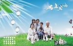 节能灯 全家福 鸟 蝴蝶 草地 蓝天 光线 树叶
