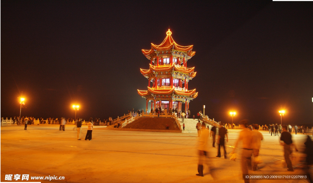 云燕楼 夜景 塔 楼 古代 庸碌