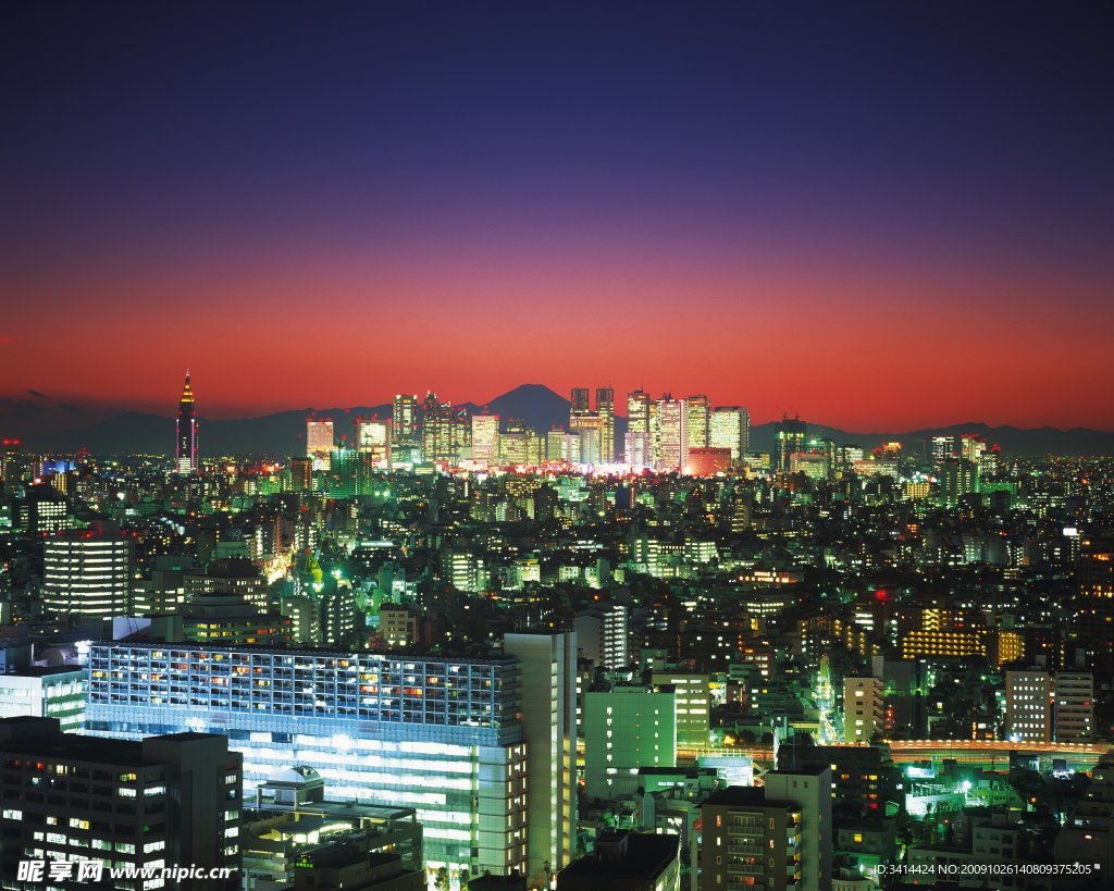 现代城市 远拍 夜景