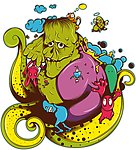 绿色怪物涂鸦矢量素材